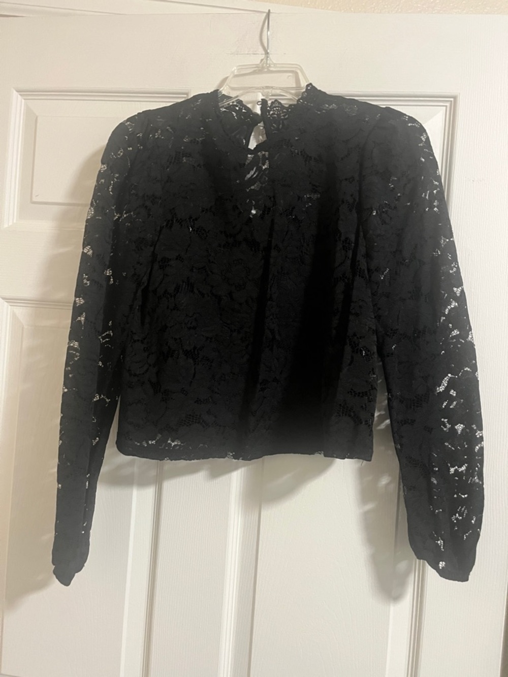 wild fable Black Floral Lace Long-Sleeve Blouse